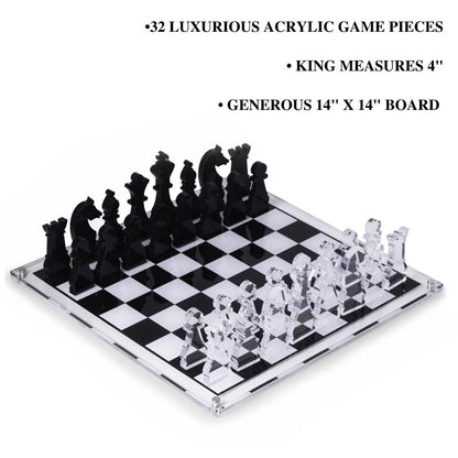 Charlie Acrylic Chess Set – Luxury Clear & Black Chess Board