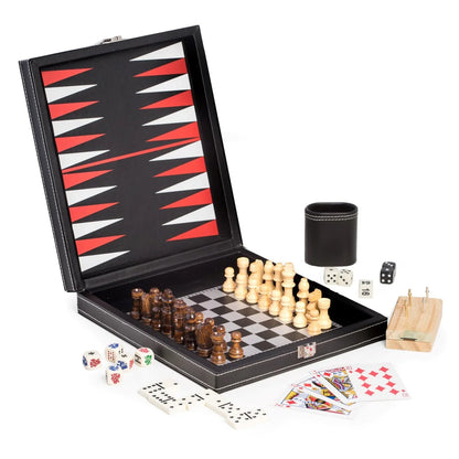 Chase 5-in-1 Game Set – Chess, Backgammon, Cribbage, Dominoes & Playing Cards