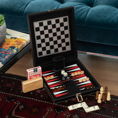 Chase 5-in-1 Game Set – Chess, Backgammon, Cribbage, Dominoes & Playing Cards