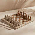 Coffee & Brown Marble Chess Set with Storage Case