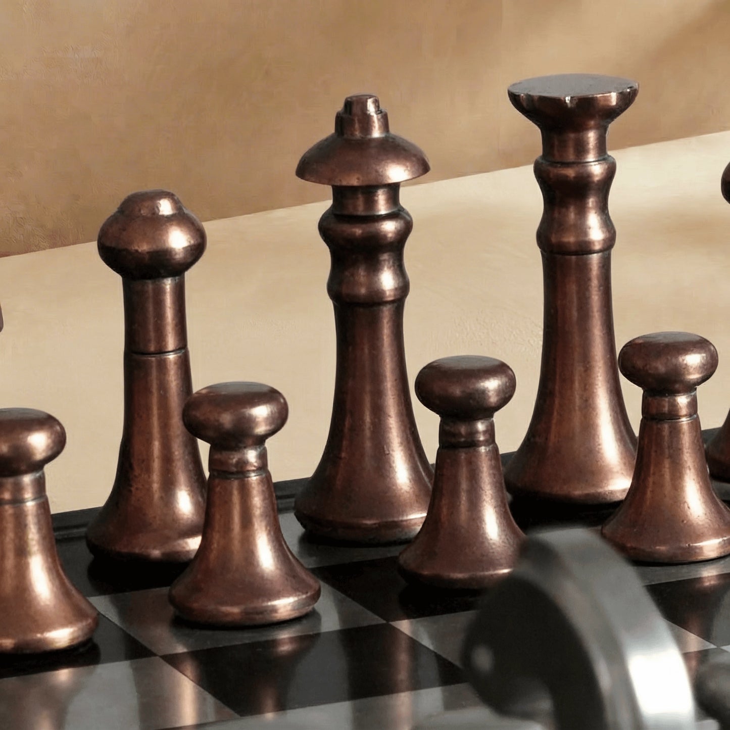 Copper and Silver Metallic Chess Set