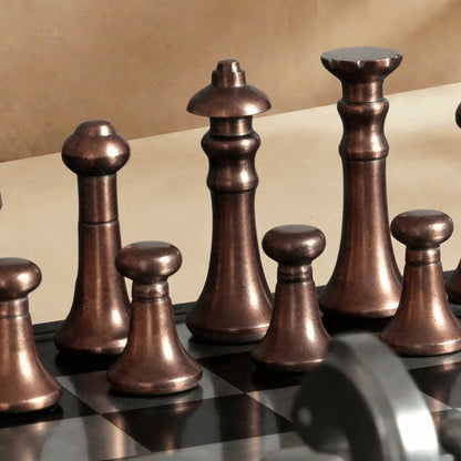 Copper and Silver Metallic Chess Set