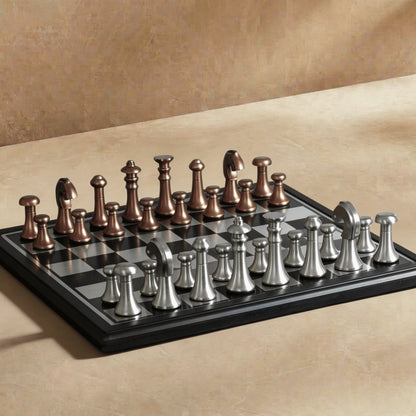 Copper and Silver Metallic Chess Set
