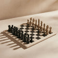 Coral & Black Marble Chess Set with Storage Case – Luxury Handmade Stone Chess Board