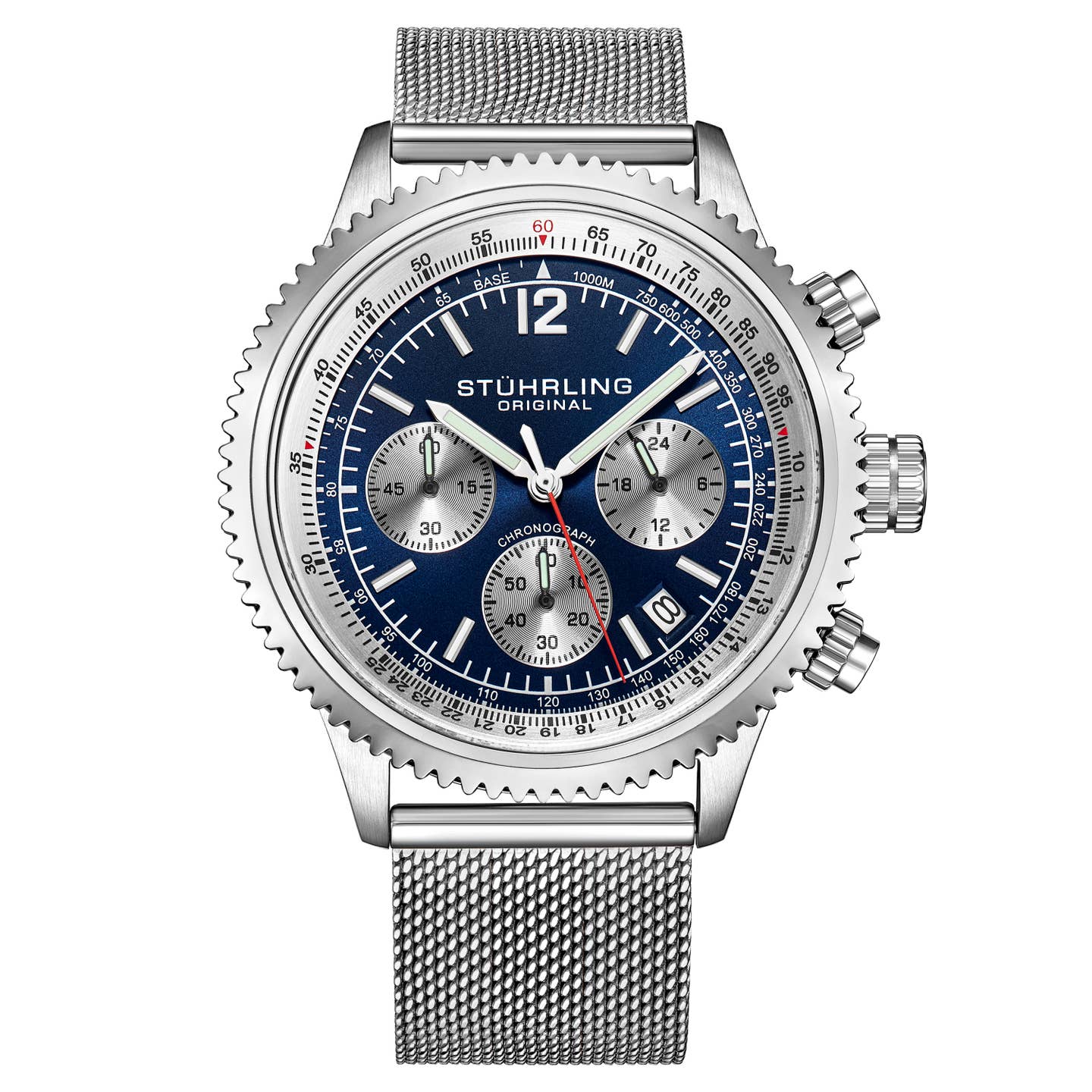 Stuhrling Original Monaco Men's Chronograph Watch, 44mm, Blue Dial