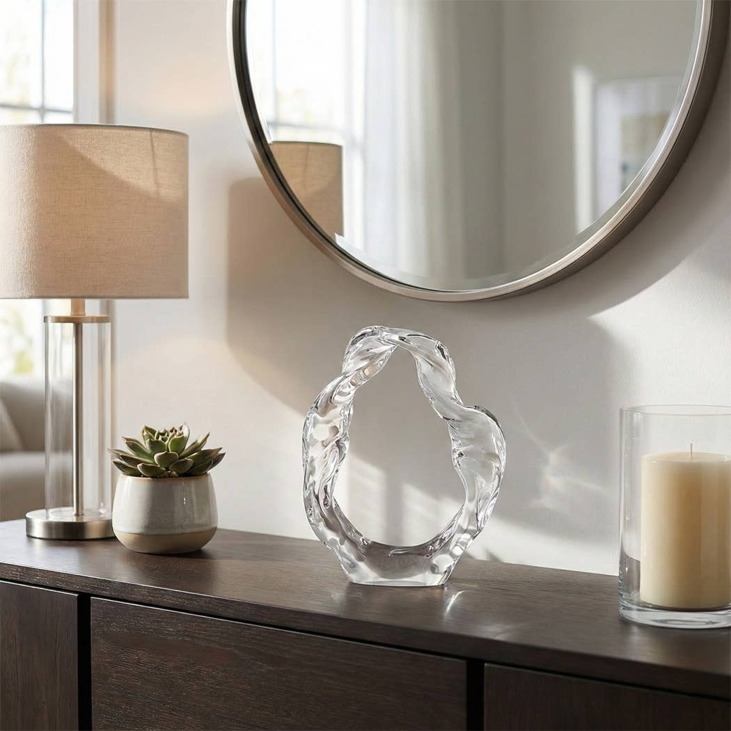 Decorative Sculpture - White Glass Artistic Statue, 10 in.