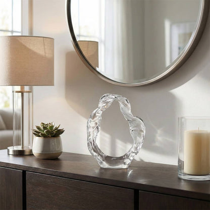 Decorative Sculpture - White Glass Artistic Statue, 10 in.