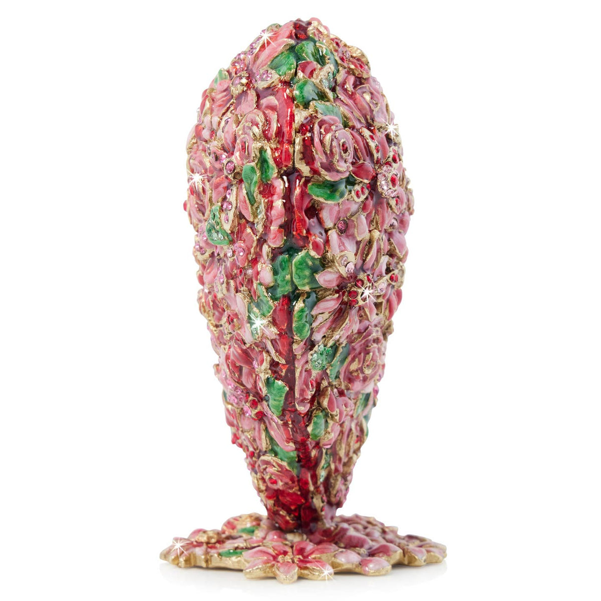 Jay Strongwater Chloe Floral Heart Flower Crystal Enamel Gold-Finished Tabletop Object