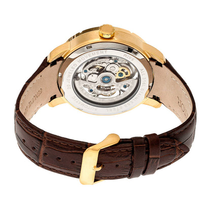 Heritor Ryder Men's Automatic Skeleton Leather Watch, Gold/Silver