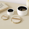 Decorative Boxes Set of 2 - White Acrylic Metal Lid, 7/5 in.