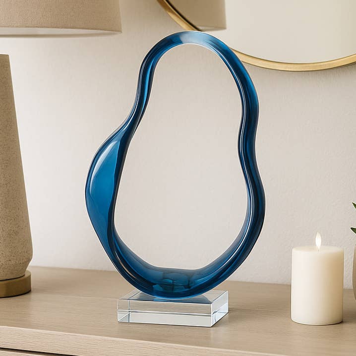Decorative Object - Blue Crystal Twist Statuary, 12 in.