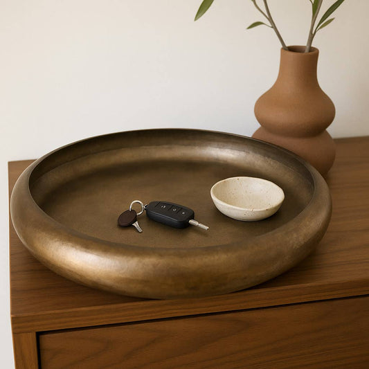 Decorative Bowl - Bronze Metal Acid Wash Finish, 25 in.
