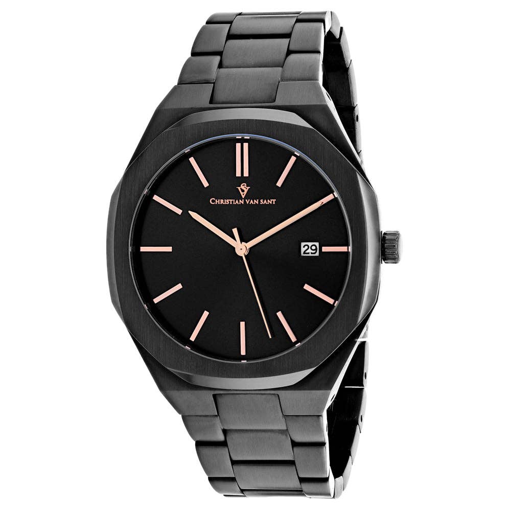 Christian Van Sant Octavius Men's Watch, Slim Black Dial