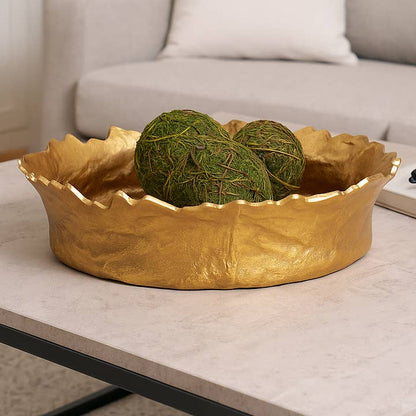 Decorative Bowl - Gold Metal Round Textured, 17 in.