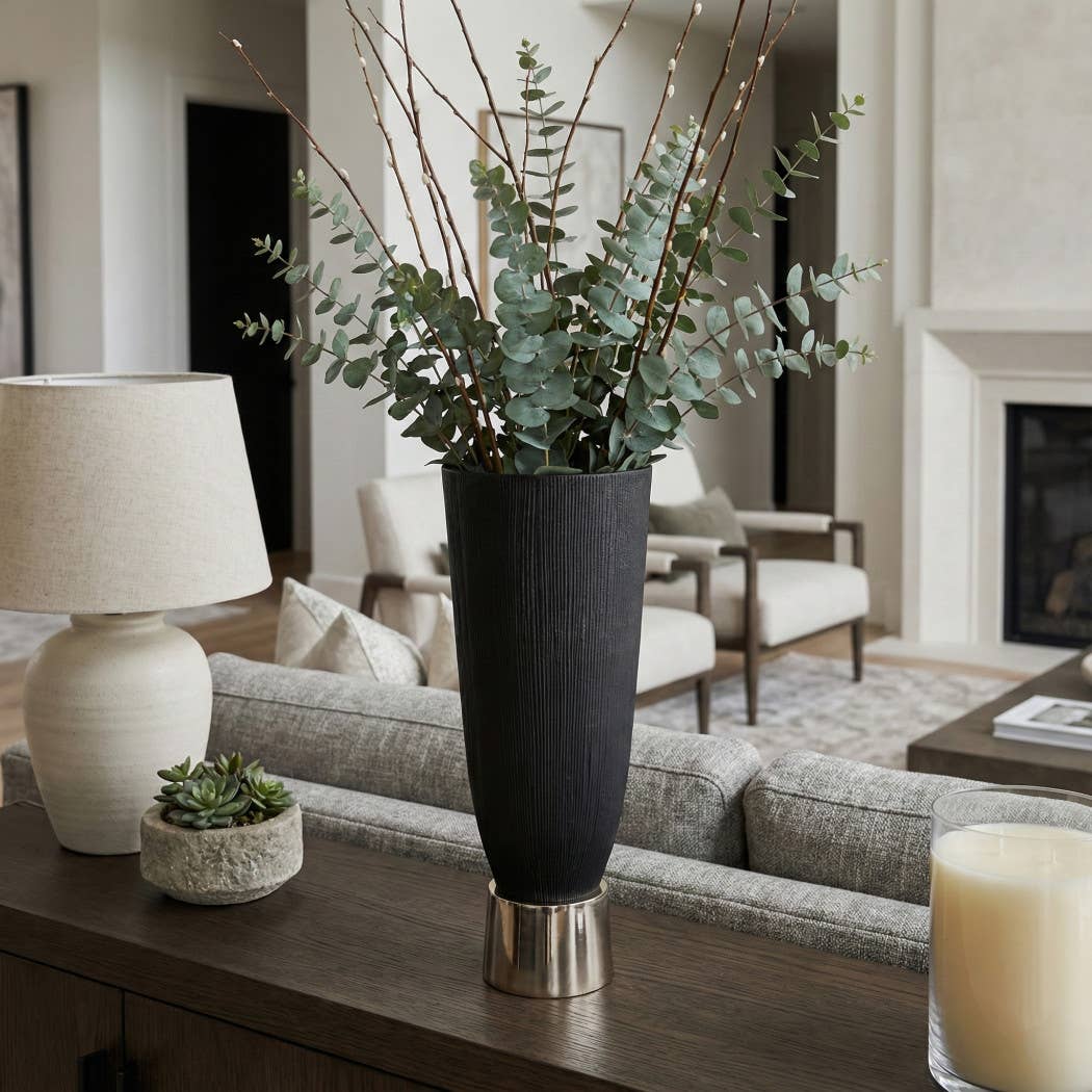 Decorative Vase - Black/Gold Metal Large Silhouette, 20 in.