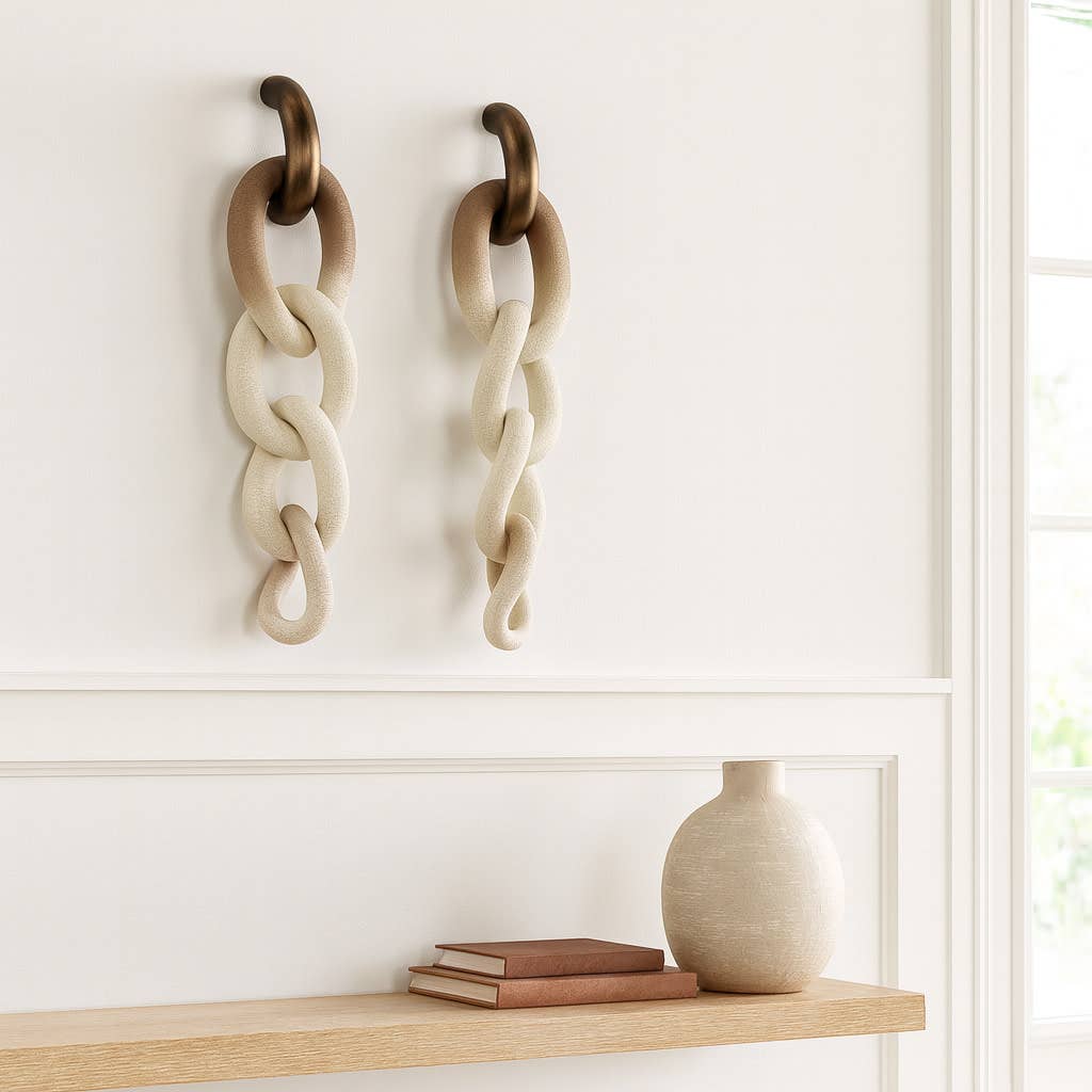 Wall Decor Set of 2 - Brown/Ivory Resin Ombre Chain, 28 in.