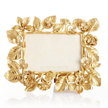 Jay Strongwater Maeve Dutch Floral 5" x 7" Gold-Finished Picture Frame, Gold