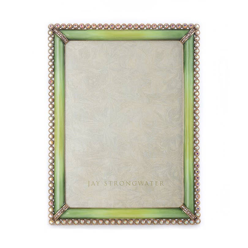 Jay Strongwater Lucas Stone Edge 5" x 7" Crystal Enamel Picture Frame, Apple