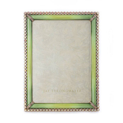 Jay Strongwater Lucas Stone Edge 5" x 7" Crystal Enamel Picture Frame, Apple