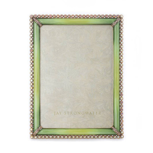 Jay Strongwater Lucas Stone Edge 5" x 7" Crystal Enamel Picture Frame, Apple
