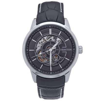 Heritor Davies Men's Automatic Semi-Skeleton Leather Watch, Style HERHS2502