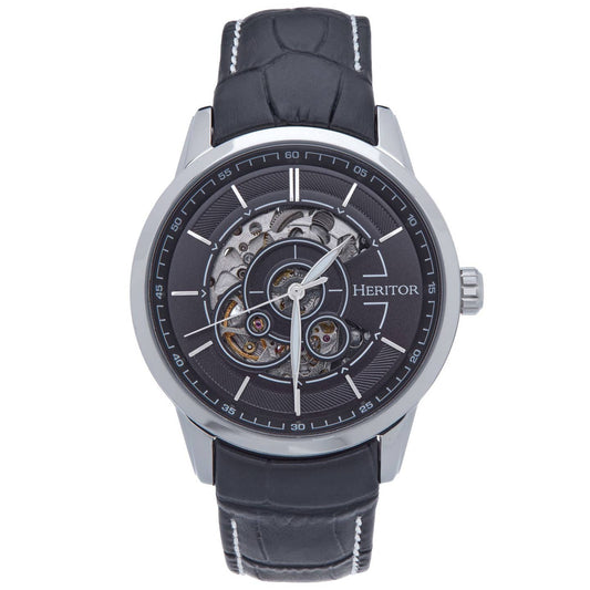 Heritor Davies Men's Automatic Semi-Skeleton Leather Watch, Style HERHS2502