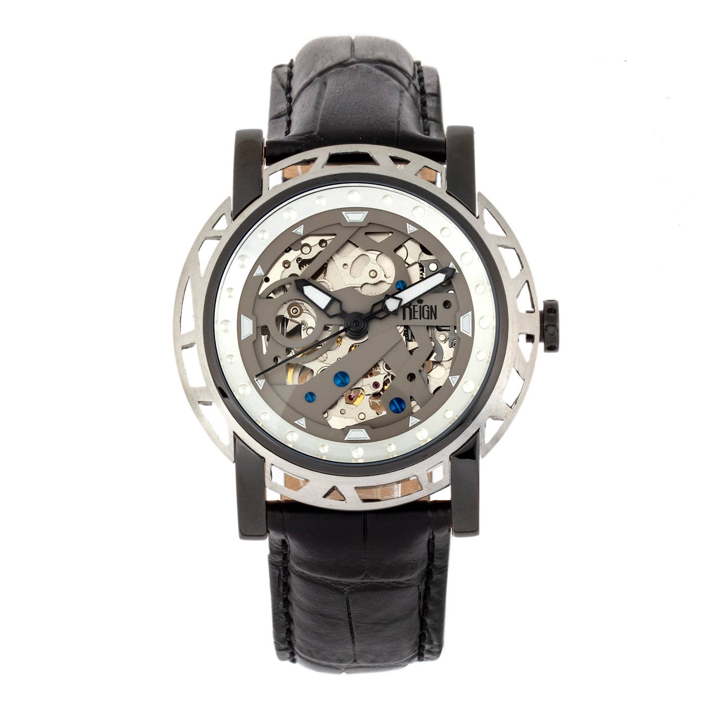 Reign Stavros Men's Automatic Skeleton Leather Watch