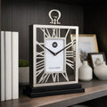 Desk Clock - Silver Metal Timepiece Cutout Design, 18 in.