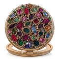 Jay Strongwater Helena Round Jeweled Compact Mirror, Star Swarovski Crystal Gold-Finished