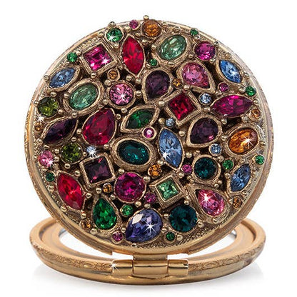 Jay Strongwater Helena Round Jeweled Compact Mirror, Star Swarovski Crystal Gold-Finished