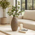 Decorative Vase - Brown Ceramic Textured Wave, 14 in.
