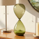 Decorative Object - Green Glass Silhouette Hourglass, 12 in.