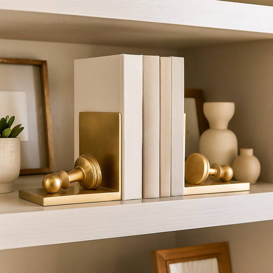 Bookends Set of 2 - Gold Metal Artful Chess Pawn, 11 in.