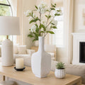 Decorative Vase - White Resin Modern Textured , 15 in.