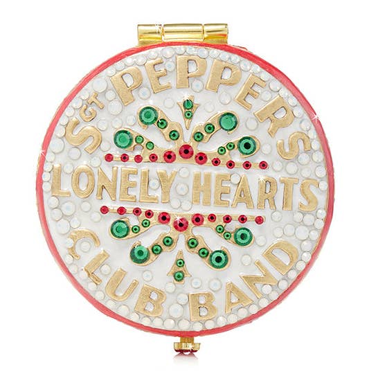 Jay Strongwater Sgt. Pepper'S Compact Mirror, Heart Crystal Gold-Finished
