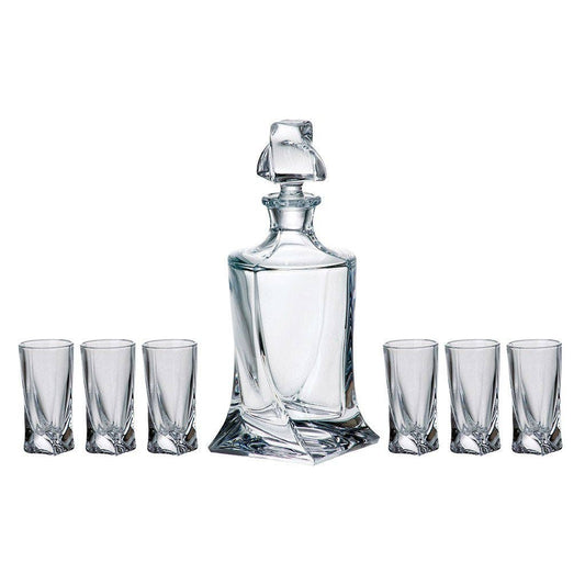 Barski Quadro Glass Whiskey Decanter Set, 17 oz.