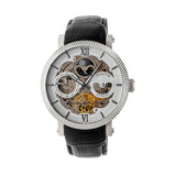Authentic Heritor Aries Men's Automatic Skeleton Leather Watch, Silver