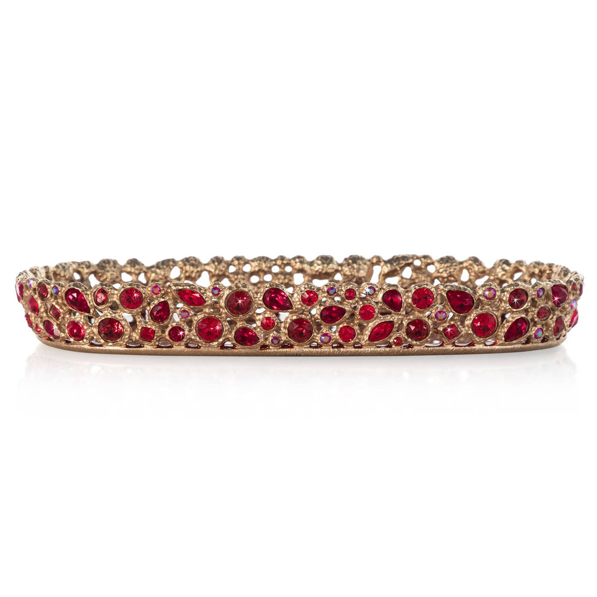 Jay Strongwater Julius Bejeweled Swarovski Crystal Enamel Gold-Finished Decorative Tray, Ruby