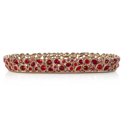Jay Strongwater Julius Bejeweled Swarovski Crystal Enamel Gold-Finished Decorative Tray, Ruby