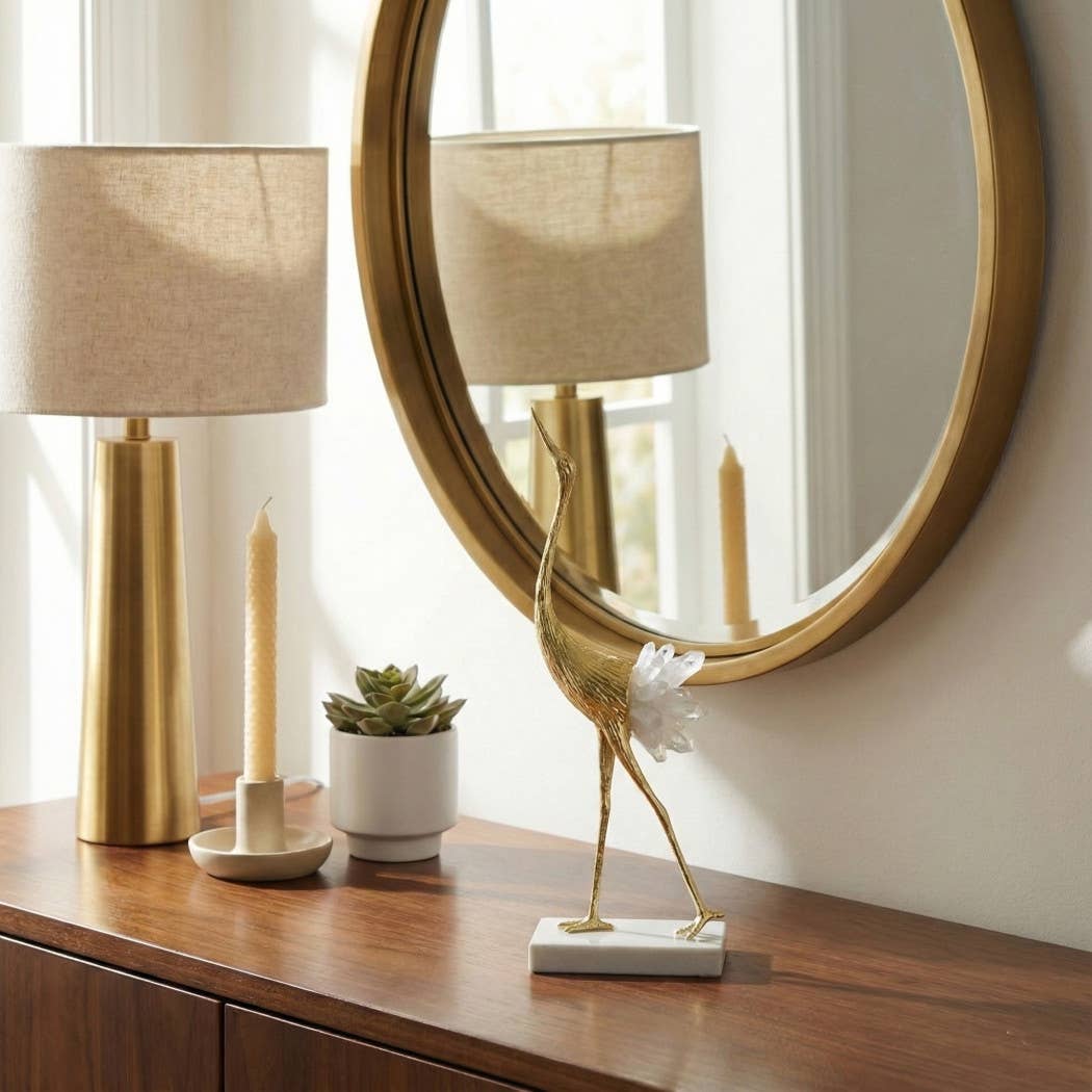 Decorative Object - Gold Metal Standing Bird, 14 in.