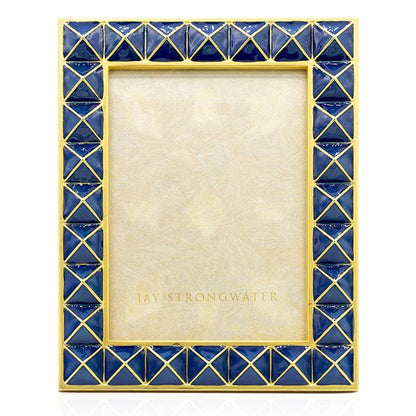 Jay Strongwater Abaculus Pyramid 3" x 4" Enamel Gold-Finished Picture Frame, Delft