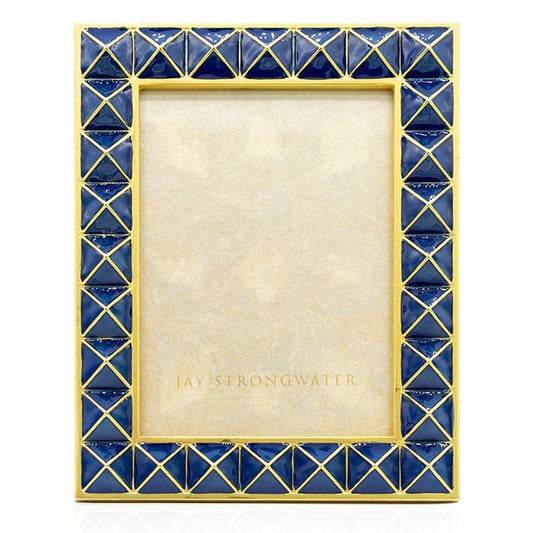 Jay Strongwater Abaculus Pyramid 3" x 4" Enamel Gold-Finished Picture Frame, Delft