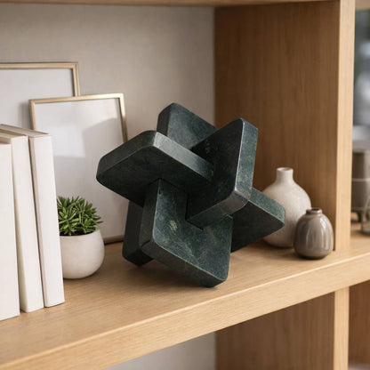 Decorative Sculpture - Green Marble Modern Knot, 9 in.