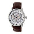 Heritor Ryder Men's Automatic Skeleton Leather Watch, Silver/Brown