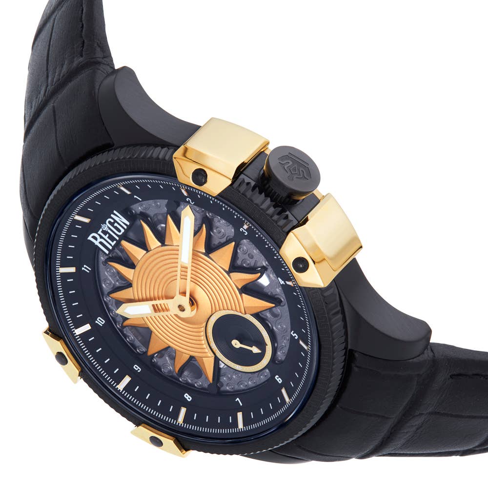 Reign Solstice Men's Automatic Skeleton Leather Watch