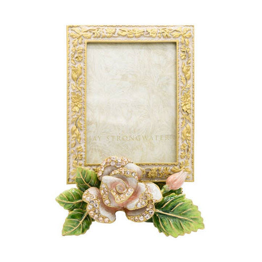 Jay Strongwater Kaylee Rose 3" x 4" Crystal Enamel Picture Frame