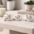 Sculptures Set of 3 - White Quartz Resin Knots, 4/5 in.