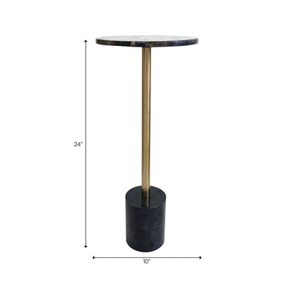 Side Table - Gold and Black Petrified Wood Round Top, 24 in.