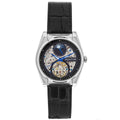 Authentic Heritor Daxton Men's Automatic Skeleton Leather Watch, Black