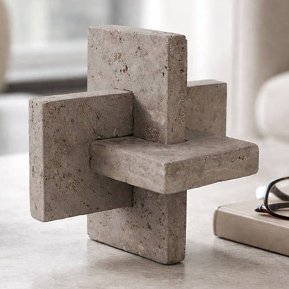 Decorative Object - Gray Stone Interlocking Block, 9 in.